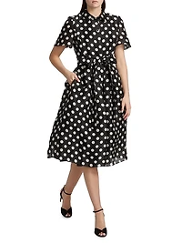 Silk Polka-Dot Shirt Dress
