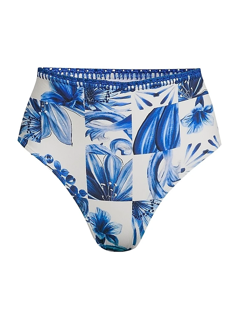 Garden Tiles High-Rise Bikini Bottoms