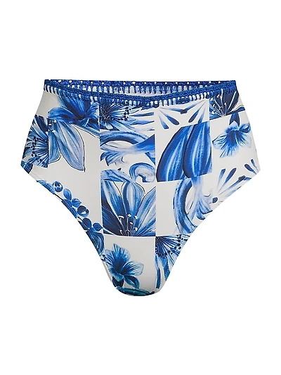 Garden Tiles High-Rise Bikini Bottoms