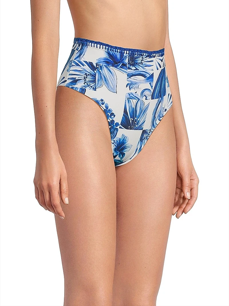 Garden Tiles High-Rise Bikini Bottoms