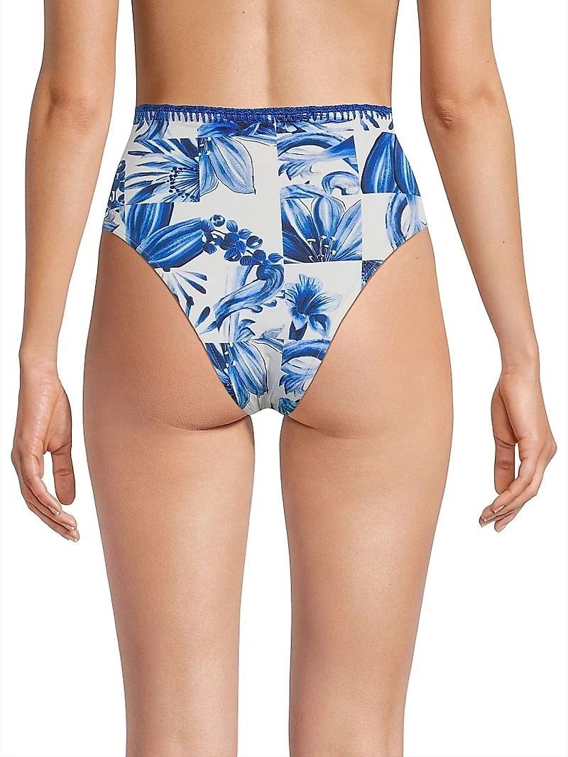 Garden Tiles High-Rise Bikini Bottoms