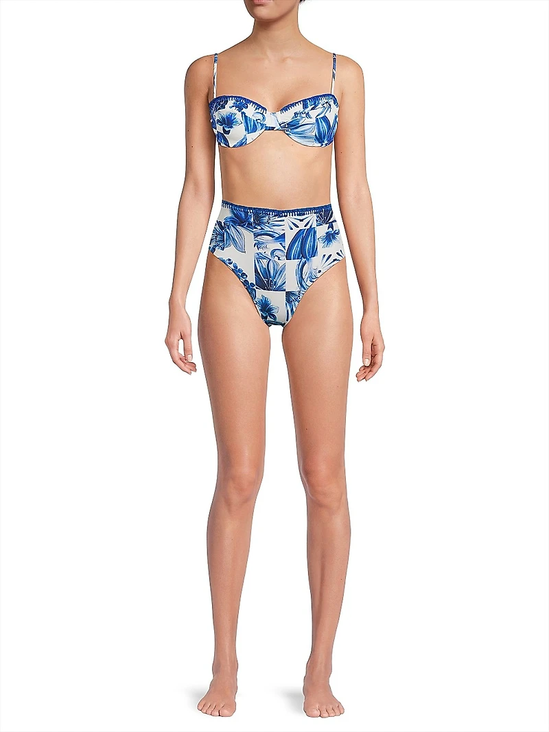 Garden Tiles High-Rise Bikini Bottoms