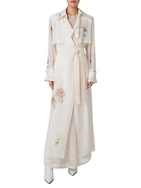 Haider Floral Silk Crepe Coat