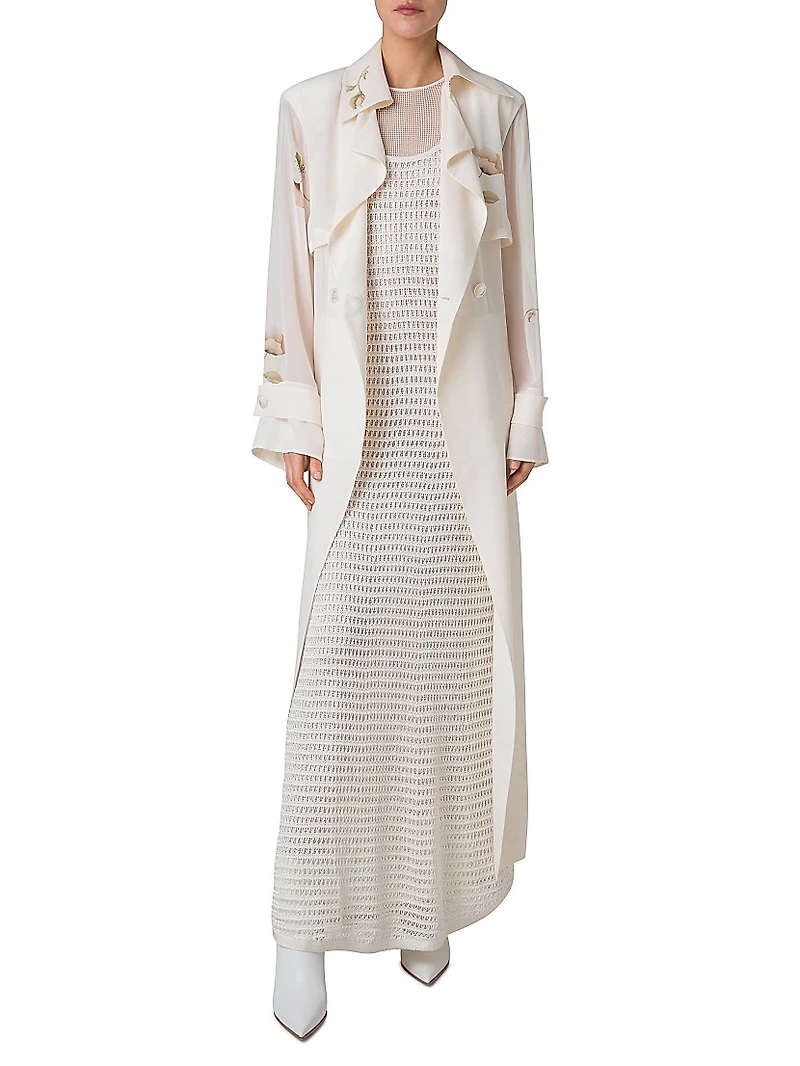 Haider Floral Silk Crepe Coat