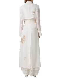 Haider Floral Silk Crepe Coat