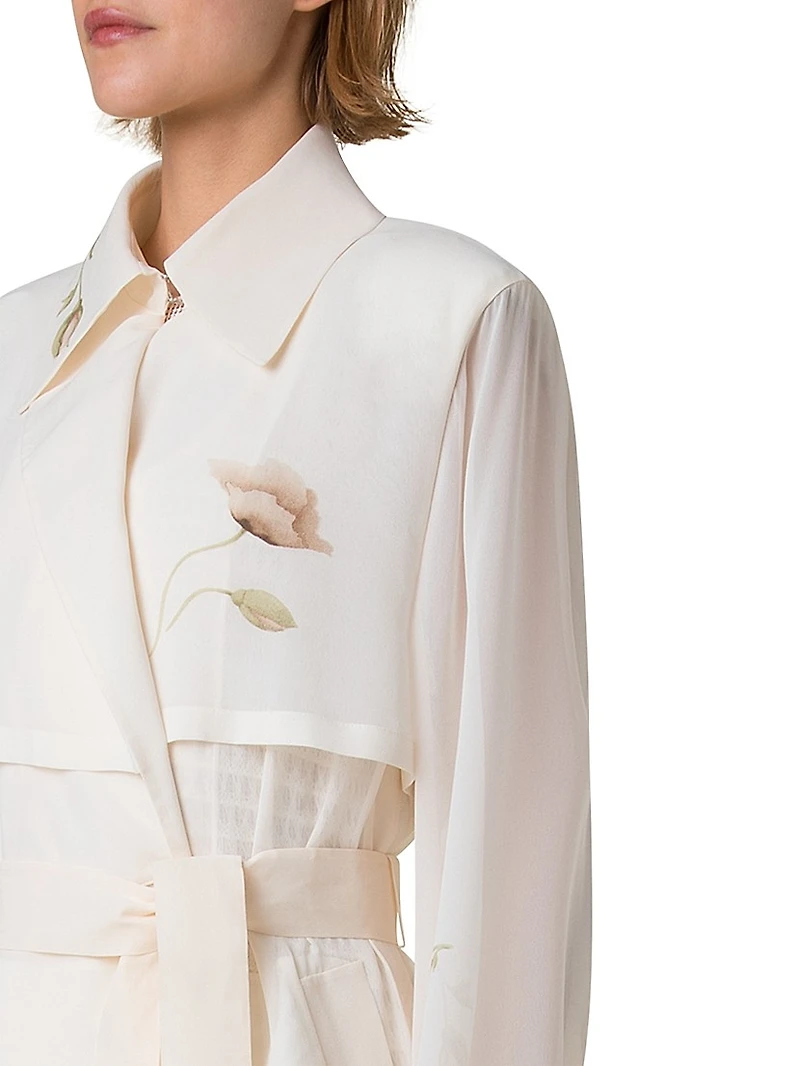 Haider Floral Silk Crepe Coat