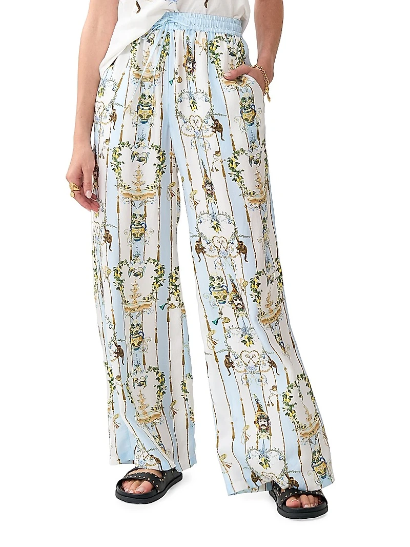 Camilla x White Lotus Printed Silk Lounge Pants