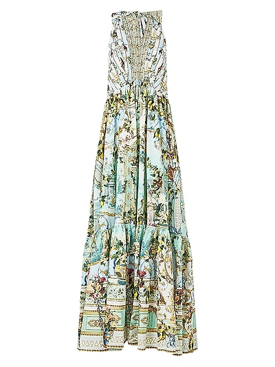 Camilla x White Lotus Printed Cotton Halter Maxi Dress