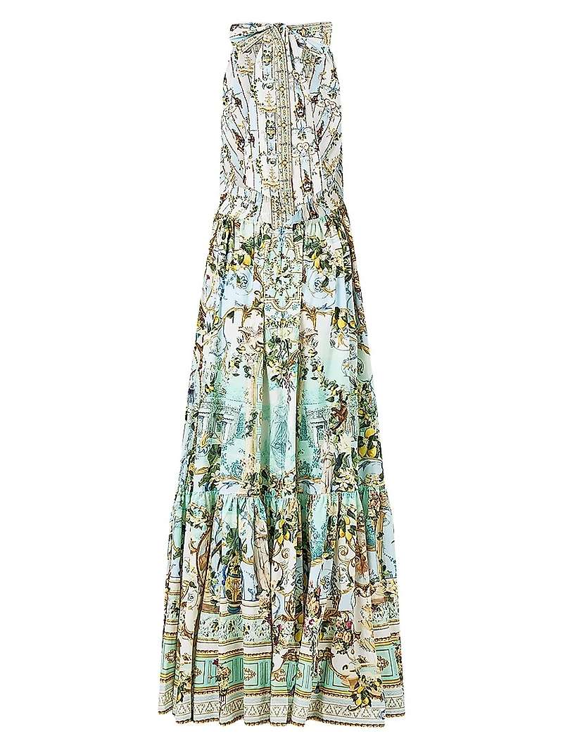 Camilla x White Lotus Printed Cotton Halter Maxi Dress