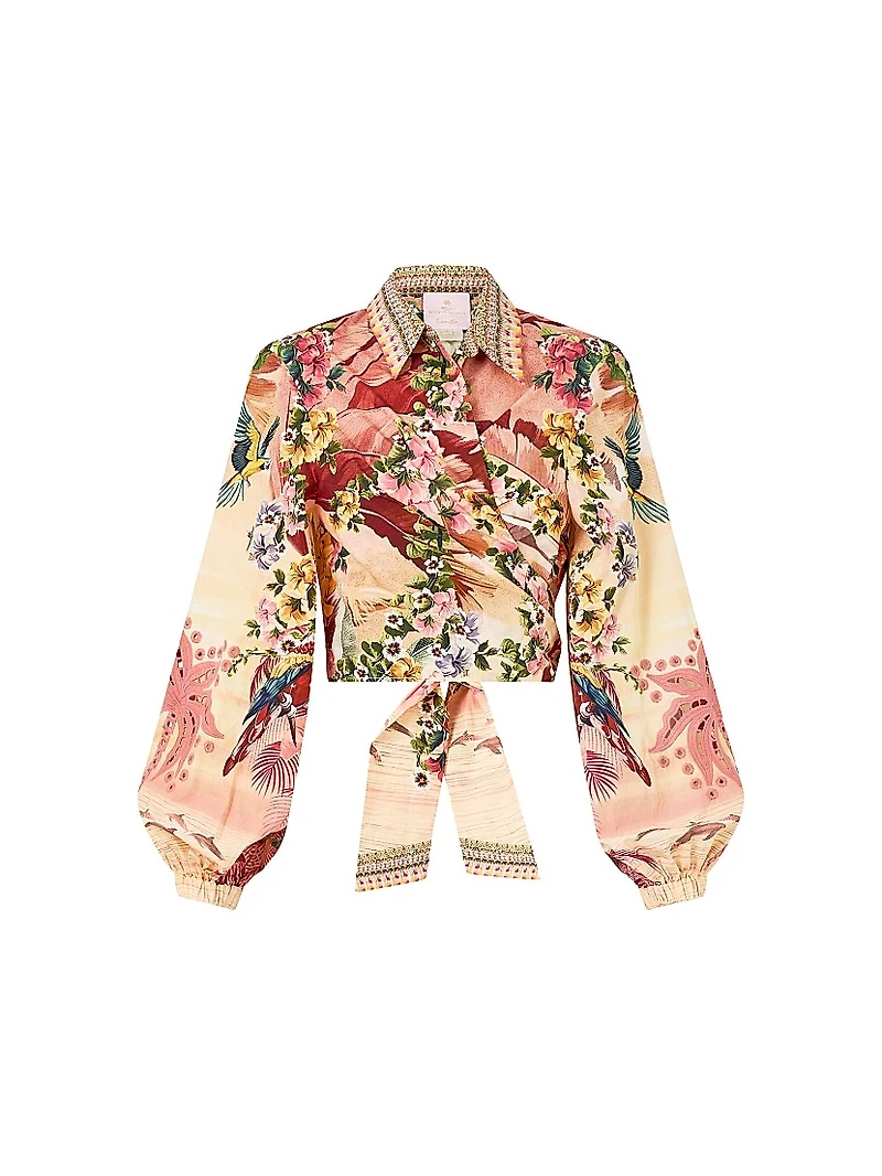 Camilla x White Lotus Cropped Wrap Shirt