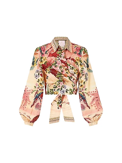 Camilla x White Lotus Cropped Wrap Shirt