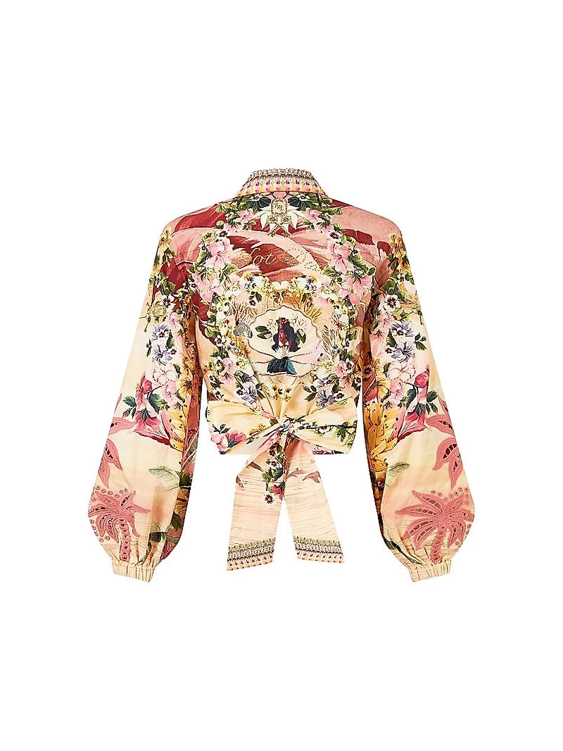 Camilla x White Lotus Cropped Wrap Shirt