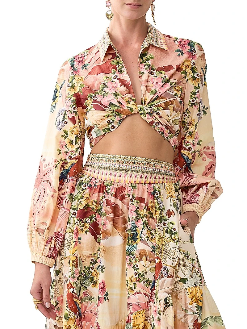 Camilla x White Lotus Cropped Wrap Shirt