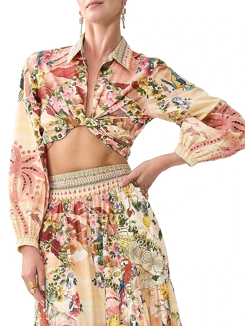 Camilla x White Lotus Cropped Wrap Shirt