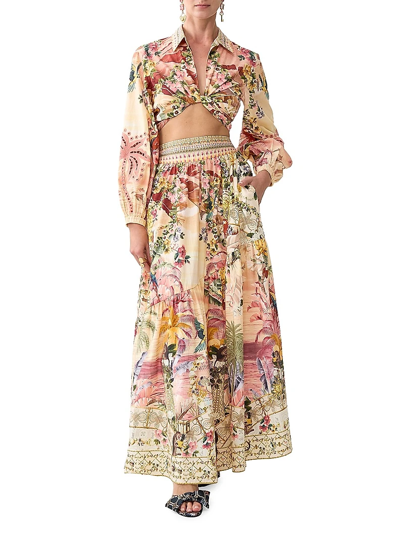 Camilla x White Lotus Cropped Wrap Shirt