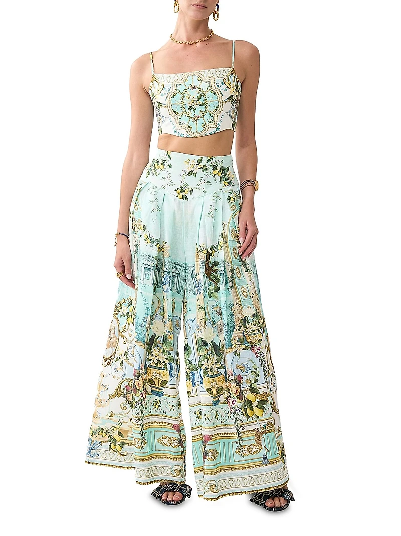 Camilla x White Lotus Corset Wide-Leg Pants