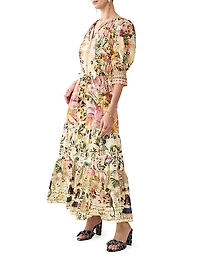 Camilla x White Lotus Tiered Puff-Sleeve Shirtdress