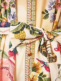 Camilla x White Lotus Tiered Puff-Sleeve Shirtdress