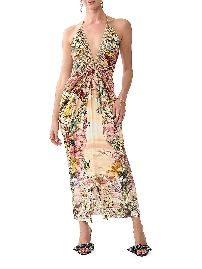 Camilla x White Lotus Gathered Jersey Midi-Dress