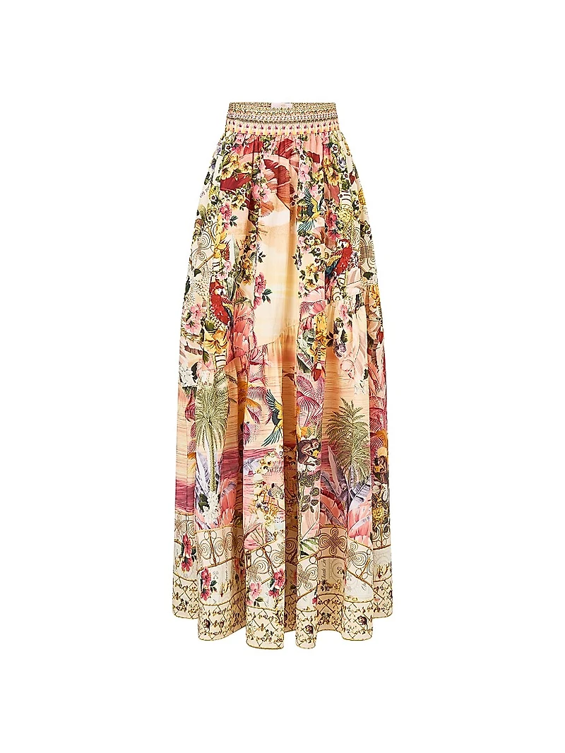 Camilla x White Lotus Printed Bias-Cut Maxi Skirt