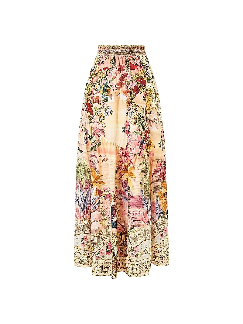Camilla x White Lotus Printed Bias-Cut Maxi Skirt