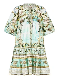 Camilla x White Lotus Printed Cotton Puff-Sleeve Shirtdress