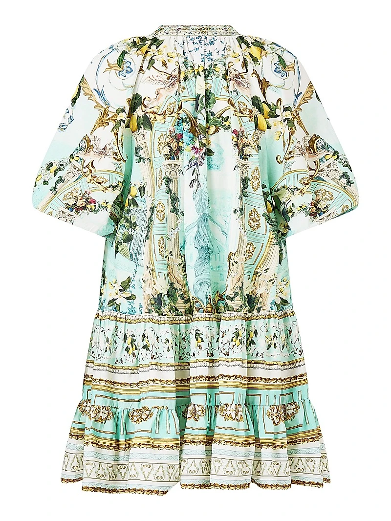 Camilla x White Lotus Printed Cotton Puff-Sleeve Shirtdress
