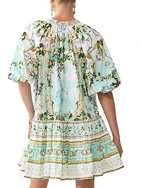 Camilla x White Lotus Printed Cotton Puff-Sleeve Shirtdress