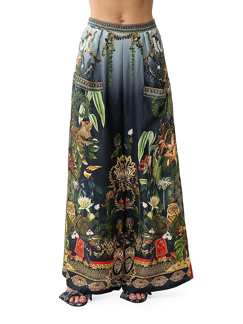 Camilla x White Lotus Printed Wide-Leg Trousers