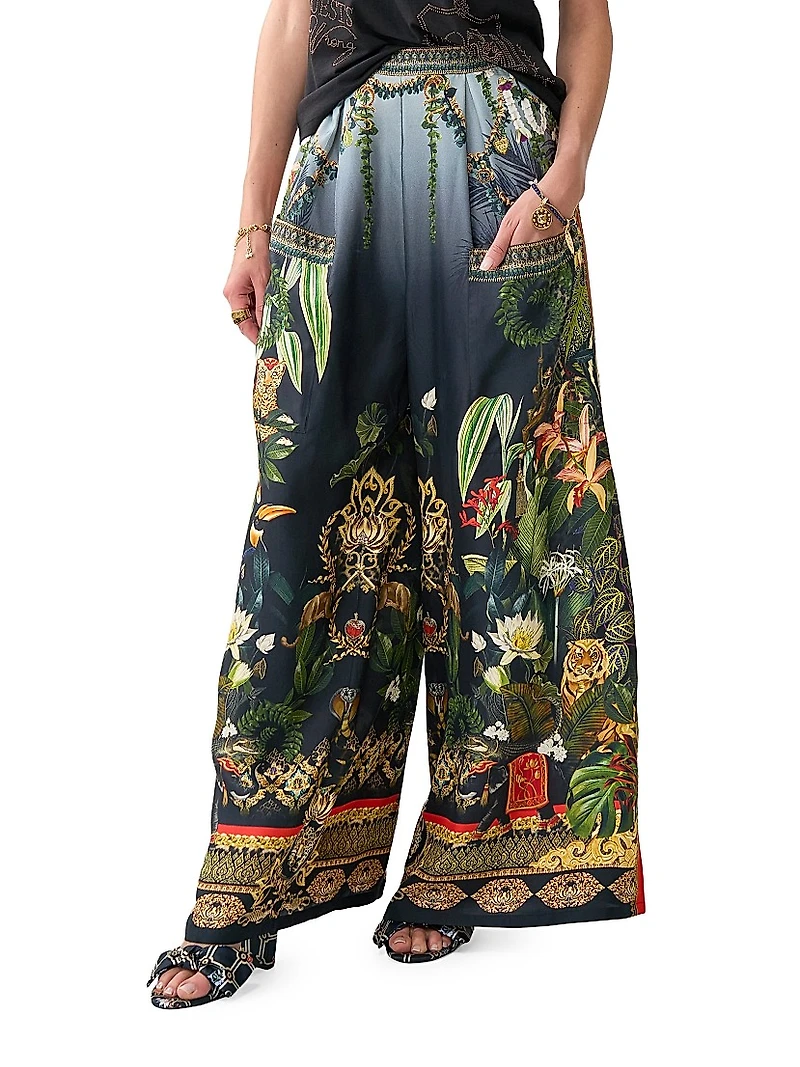 Camilla x White Lotus Printed Wide-Leg Trousers