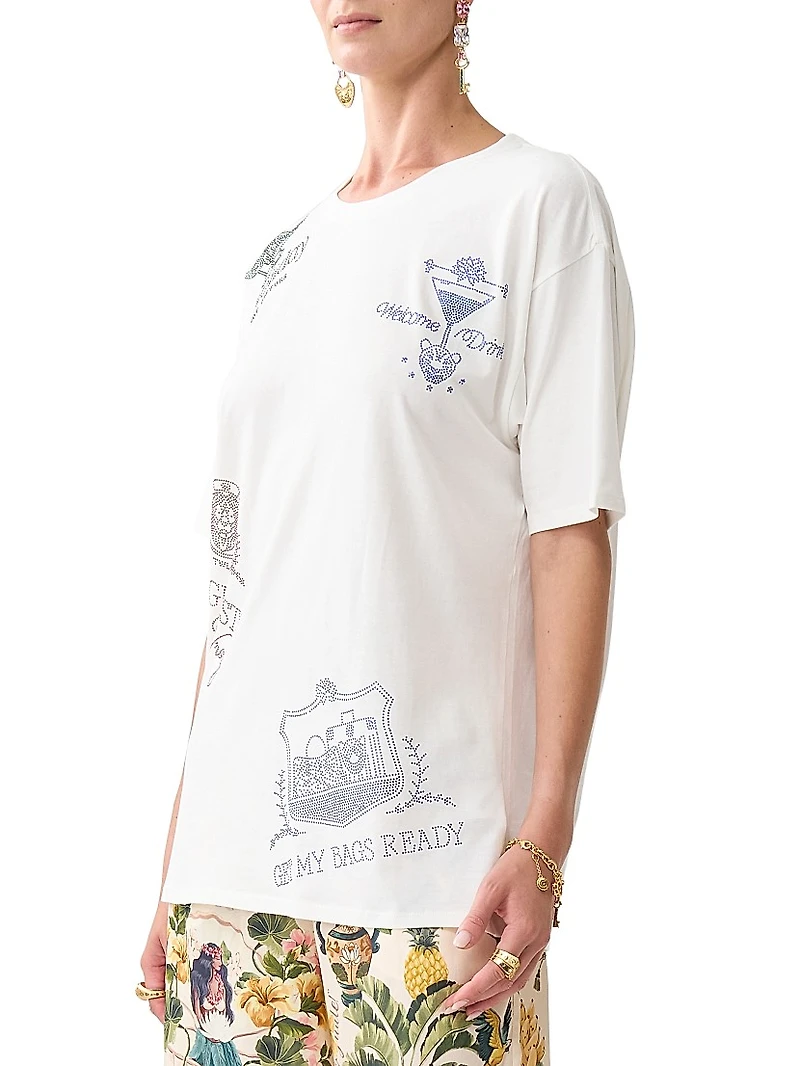 Camilla x White Lotus Embellished Logo Oversized Band T-Shirt