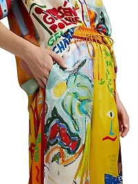 La Charrasca Printed Silk Wide-Leg Pants