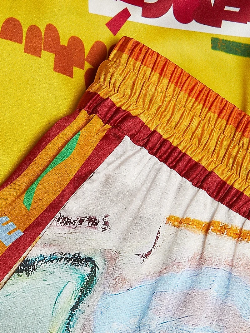 La Charrasca Printed Silk Wide-Leg Pants