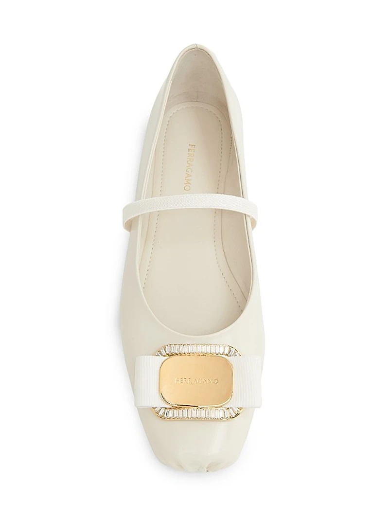 Zina Crystal-Embellished Leather Flats