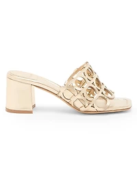Erne 55MM Cut-Out Metallic Leather Mules