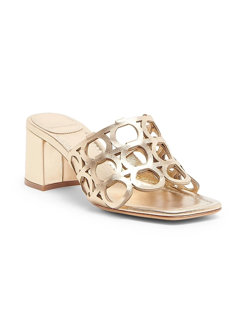 Erne 55MM Cut-Out Metallic Leather Mules