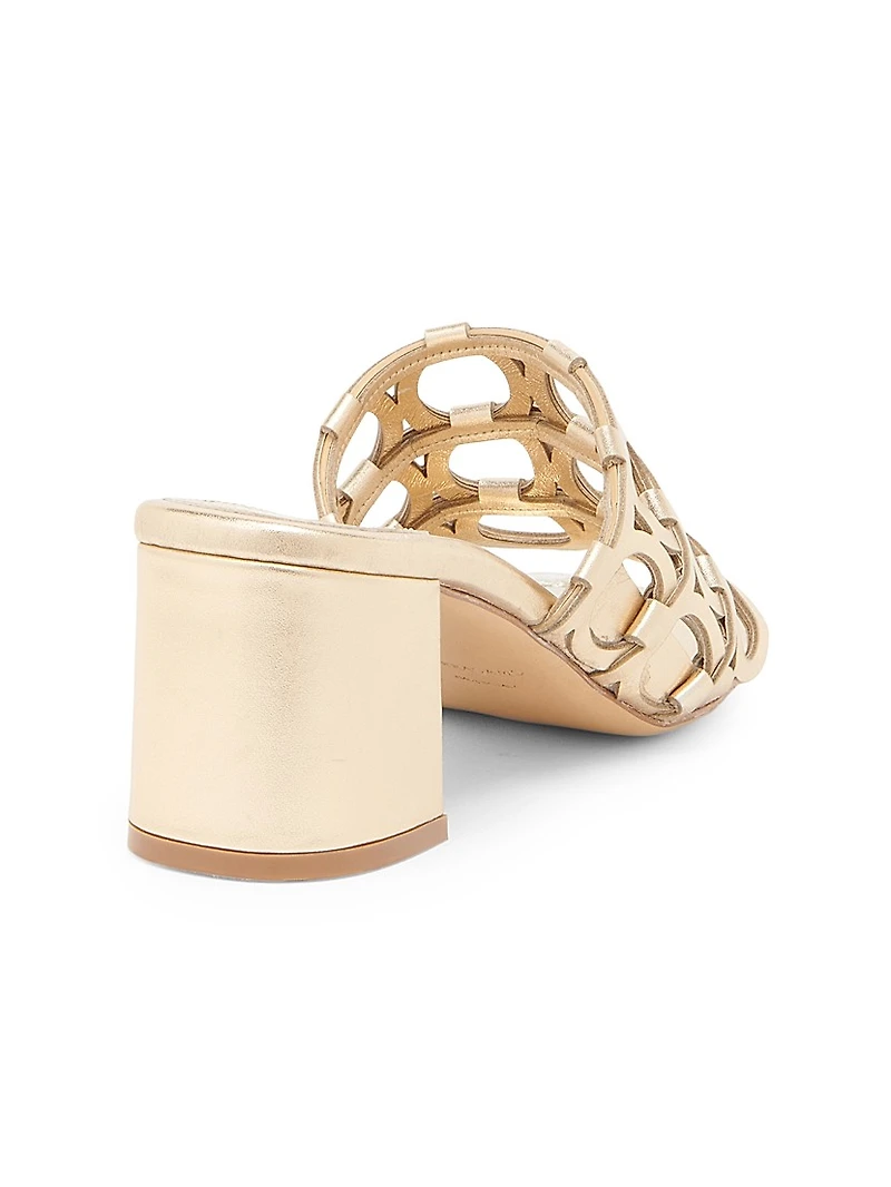 Erne 55MM Cut-Out Metallic Leather Mules