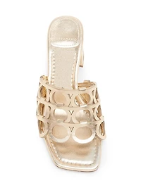 Erne 55MM Cut-Out Metallic Leather Mules