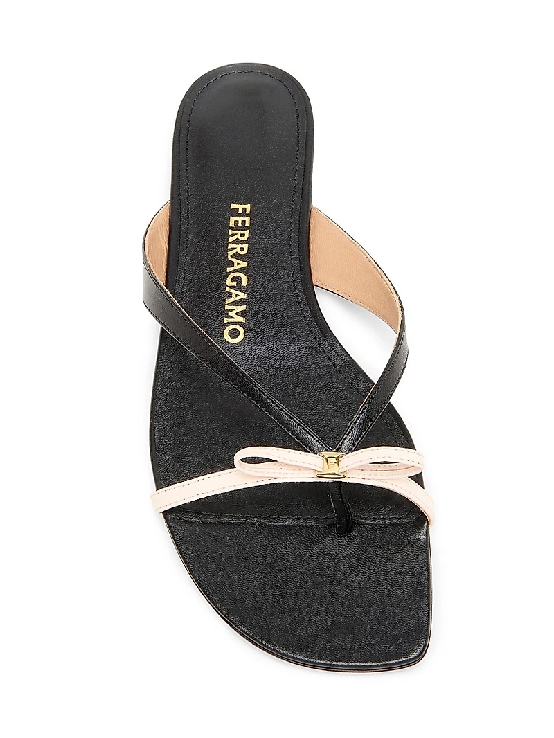 Abibi Bow-Embellished Leather Sandals