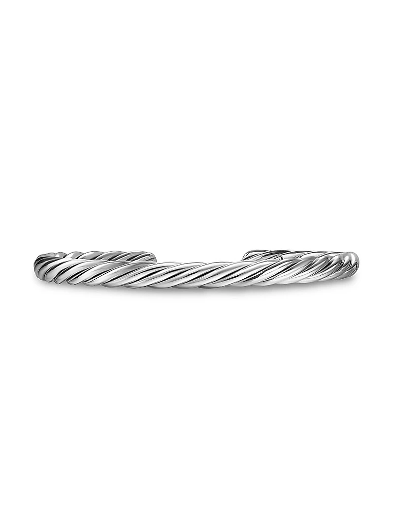 Cable Cuff Bracelet Sterling Silver, 6MM