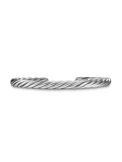 Cable Cuff Bracelet Sterling Silver, 6MM