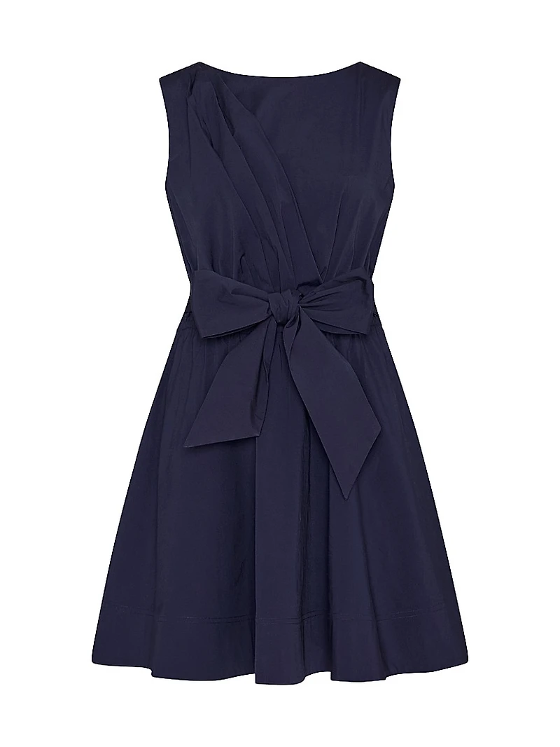 Draped Poplin Sleeveless Minidress