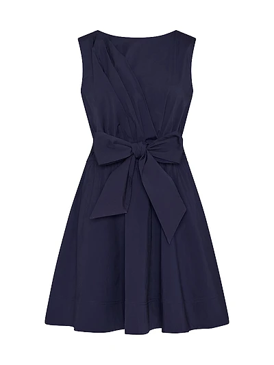 Draped Poplin Sleeveless Minidress