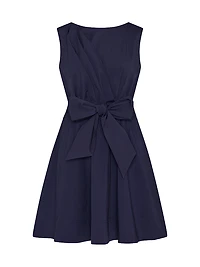 Draped Poplin Sleeveless Minidress