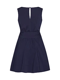 Draped Poplin Sleeveless Minidress