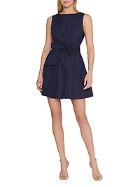 Draped Poplin Sleeveless Minidress