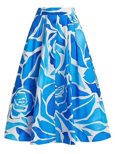 Juliet Dream Rose Stretch-Cotton Midi-Skirt