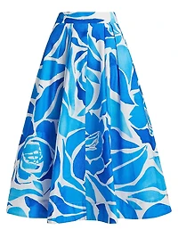 Juliet Dream Rose Stretch-Cotton Midi-Skirt