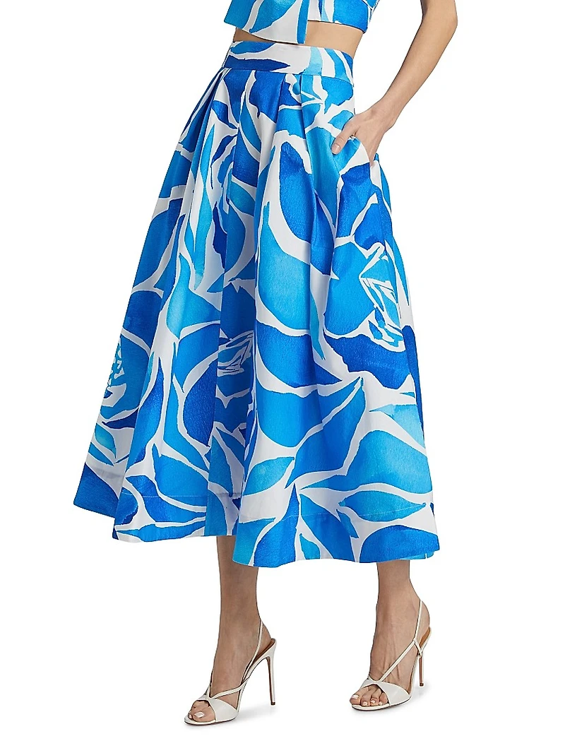 Juliet Dream Rose Stretch-Cotton Midi-Skirt