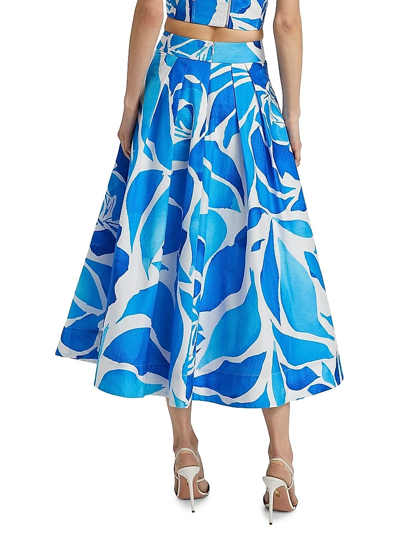 Juliet Dream Rose Stretch-Cotton Midi-Skirt